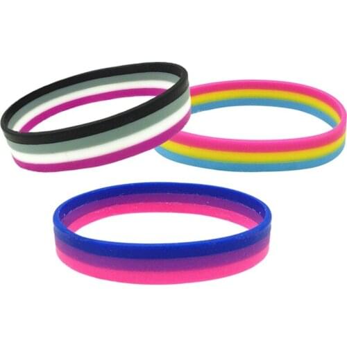 1pcs Pride Rainbow Pansexual Asexual Genderqueer Bisexual Silicone Rubber Bracelets Gay Lesbian Wristband Jewelry