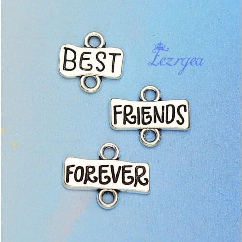 10Sets/lot--12x13-12x15-13x17mm, Antique silver plated Best Friends forever connector charms,DIY supplies,Jewelry accessories