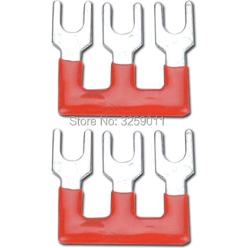10PCS TB2503 3 Positions 25A Wire Connector Pre Insulated Fork Type Barrier Spades Terminal Strip Jumper Block red