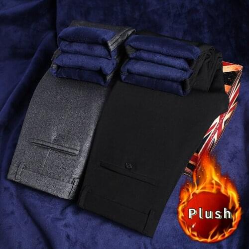 2021 autumn and winter plus velvet mens casual pants loose straight casual trousers thickened warm mens trousers