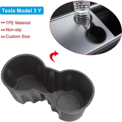 Car Water Cup Holder For Tesla Model 3 Y 2021 Center Accessories Silicone Skid Proof Waterproof Car Coasters Double Hole Holder