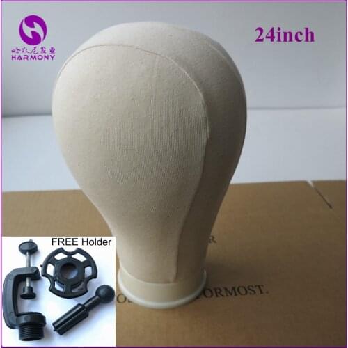 24'' Off-white beige Color Canvas Block Head For Hair Extension lace wigs Making and Display Styling Manequin Manikin Head