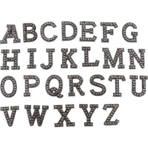 26PCs Grey Alphabet Letter Embroidered Repair Patches Iron On Cloth Paste DIY Applique Craft Kids Clothing Hat Bag Decor