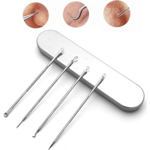 4Pcs/set Blackhead Removal Needles Black Dots Cleaner Stainless Steel Spot Extractor Acne Treatment Needle Face Clean Care Tool