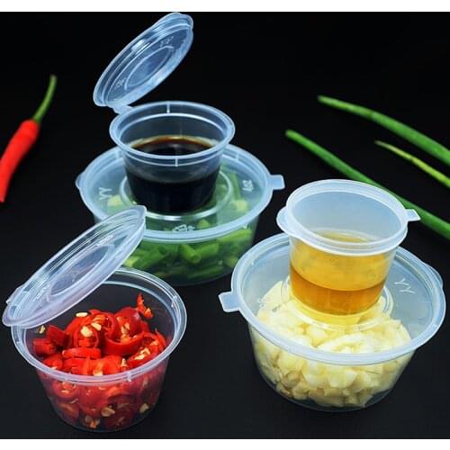 50Pcs Disposable Plastic Takeaway Sauce Cup Container Food Box with Hinged Lids Pigment Paint Box Palette Reusable 25/30/40ml