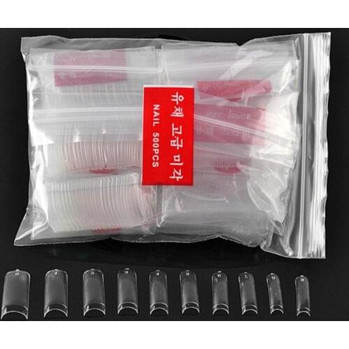 500Pcs/Pack Clear False Acrylic UV Gel Half French Transparent Nail Art Tips For Women Nail Beauty Tools