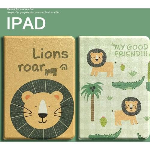 Lion Cartoon Cases For iPad Air 4 10.9 10.5 1 2 Pro 9.7 11 2018 2017 New Mini 5 3 2019 10.2 Shockproof Protector Holder Stand