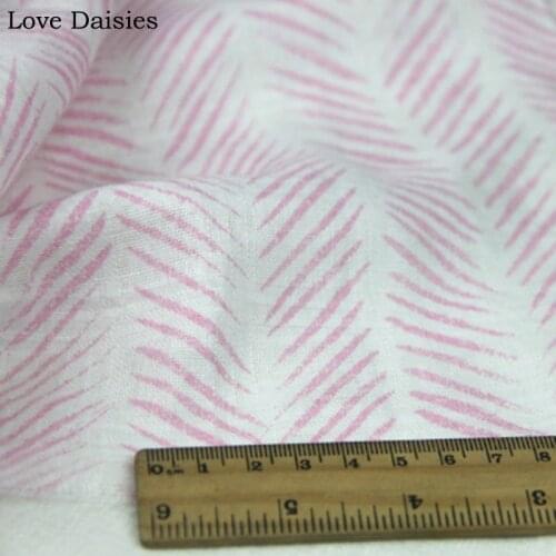 Double layer 100% cotton fresh dobby white with pink leaves printed textile cloth for DIY handwork kids shirt top dress tissue
