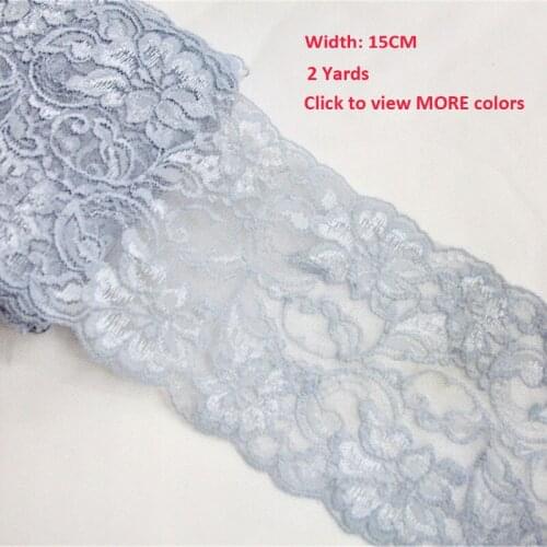 2Yards 15cm Royal Blue Grey Elastic Lace Fabric French Underwear Stretch Lace Trim DIY Sewing Material