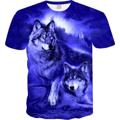 Lion T-shirt 2021 summer new short-sleeved 3D printing wolf element casual sports jacket for men and women personalized clothing
