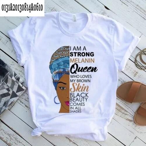 African girl print T-shirt womens summer beautiful African Harajuku T-shirt girls casual short-sleeved clothes womens t-shirt