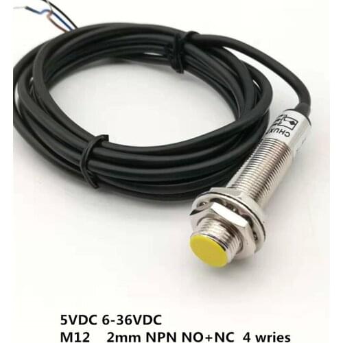 CHUX Inductive Proximity Switch Flush type M12 5v dc 24vdc 2mm Sensing Detect Distance NO+NC 4 wires NPN Sensor