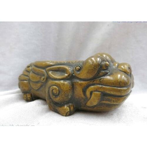 China brass copper carved beautiful fine tiger inkstone Sculpture Statue