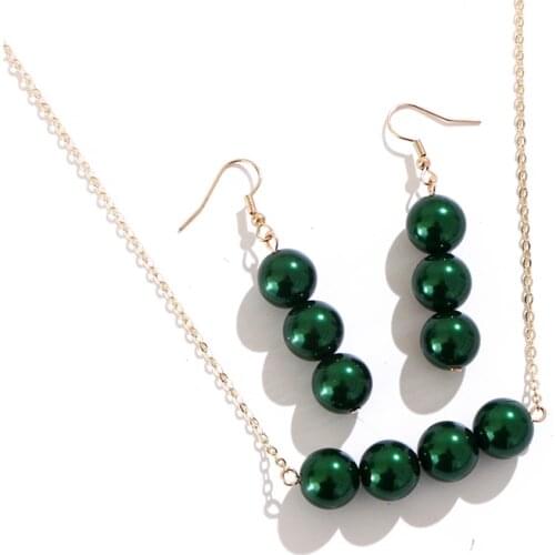 KOMI Polynesian Hawaiian New Zealand Marshall Holiday Style Colorful Glass Pearls Necklace Pendant Dangle Earrings Jewelry Set