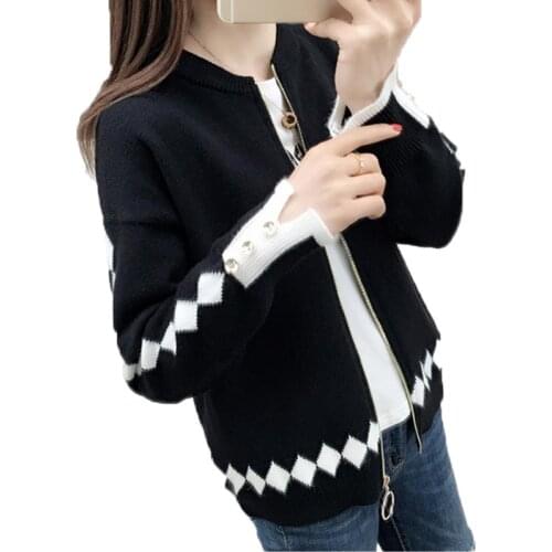 Korean Long Sleeve Sweater Women Jacket Spring Autumn Sweater Female Short Outerwear Fashion Lose Knitted Cardigan Outside Take