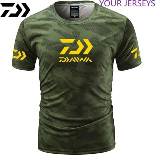 Summer Daiwa Clothing For Fishing Camouflage Outdoor Fishing Tshirt Breathable Letter Short Sleeve Top Sport Quality Fishing Tee