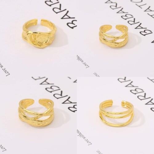 Metal Gold Minimalist Womens Ring Korean Jewelry Handmade Open Adjustable Geometric Rings Birthday Gift