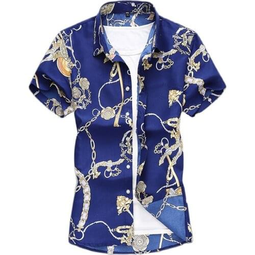 Mens Shirts Summer Short Sleeve Mens Fashion Casual Print Hawaiian Shirts Street Style Shirts
