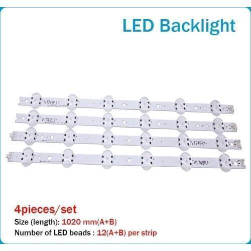 New Kit 4 PCS LED strip For LG 49UV340C 49UJ6565 49UJ670V 49 V17 ART3 2862 2863 6916L-2862A 6916L-2863A V1749L1