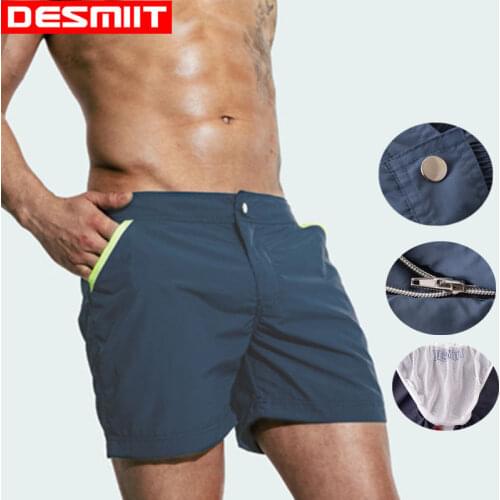 Desmiit Men Beach Shorts Surf Swimming Short Pants Bermuda Summer Swimwear Swim Trunks For Man Boardshorts Quick Dry Slip Silver