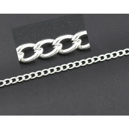 Lovely 10M Silver Plated Links-Opened Curb Chains 5x3.3mm (B09582)