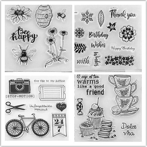 WYSE Tea Flower clear Stamps Love Transparent Silicone Stamp for card making DIY Scrapbooking dandelion Stamps happy Birthday