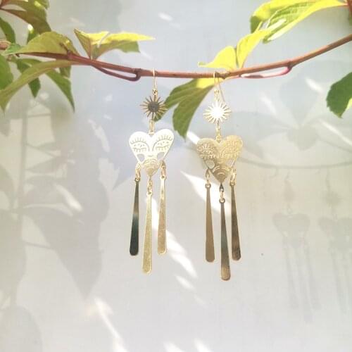 Heart Earrings/Dangle/Personal Earrings/Unique/Wacky Earrings/Crying heart charm/face, sad, gothic