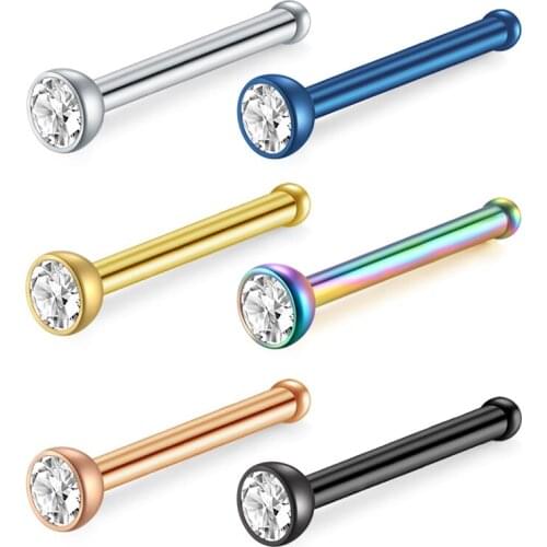 18G 20G 22G Stainless Steel Nose Studs Rings Piercing Pin Body Jewelry Nose Stud CZ Piercing for Women Men Hoop Cartilage Tragus