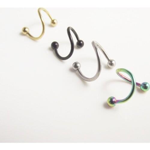 2pcs 316 Stainless Steel Spiral Twister Rings with Ball Earring Body Piercing Jewelry Gold Black Tragus Helix Earring