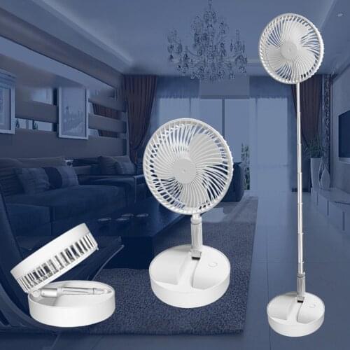 Folding Telescopic Floor Fan Summer Silent Student Desktop Fan USB Rechargeable Portable Household Mini Air Cooler Electric Fan