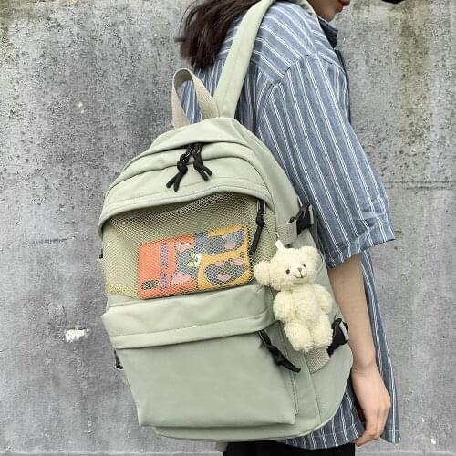 Student Buckle Women Backpack Cute Waterproof Nylon School Bag Girl Kawaii Book Backpack Laptop Female Fashion Bag Luxury Ladies