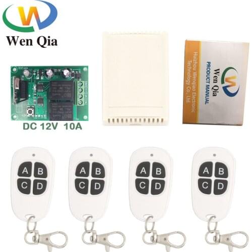433MHz Universal Remote Control DC 12V 10A 2CH rf Relay Receiver and Transmitter for Electric Curtain and garage door Controller