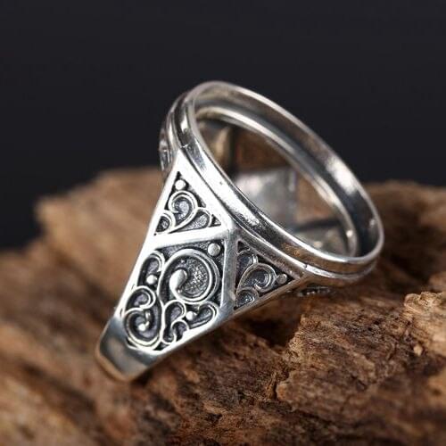 Vintage Art Deco Sterling Silver 925 Engagement Semi Mount Ring 12x15.5mm/13x17.5mm/15x18.5mm/ 14.8x18.6mm/11x14mm Oval Cabochon