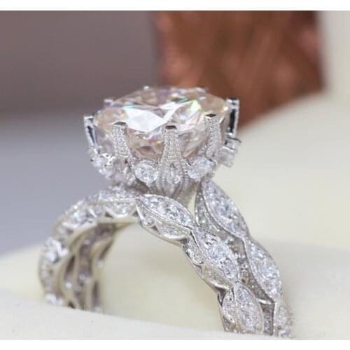 Hot Sale S925 Sterling Silver Color Cute Ring Set With Zircon Stone for Women Wedding Engagement Fashion Jewelry 2019 New