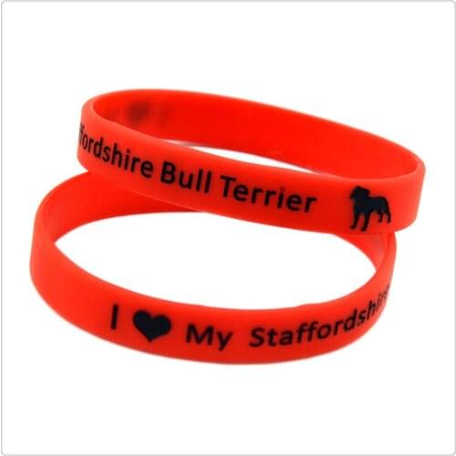 1PC I Love My Staffordshire Bull Terrier Silicone Wristband Decoration Gift
