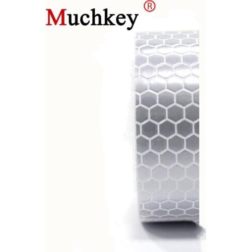 1CM*2.5M Car Sticker Honeycomb Shape Automobile Safety Warning Reflective Tape Microprism Sticker White Car-styling