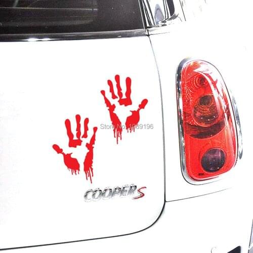 2 x New Design Styling Reflective Blood Hands Creative Auto Decal Cartoon Car Sticker Bumper Body Decal Creative Pattern Vinyl