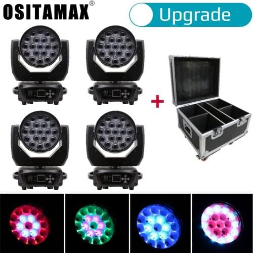 4pcs+flight case LYRE LED RGBW 19 X 15W WASH/BEAM ZOOM & FONCTIO Moving Head Stage Disco Light