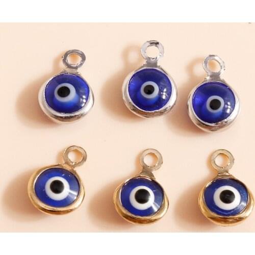 60pcs 7*10mm Evil Eyes Charms Pendants for Earrings Bangles Handamde Crafts DIY Gold Silver Color Enamel Charms Jewelry Making