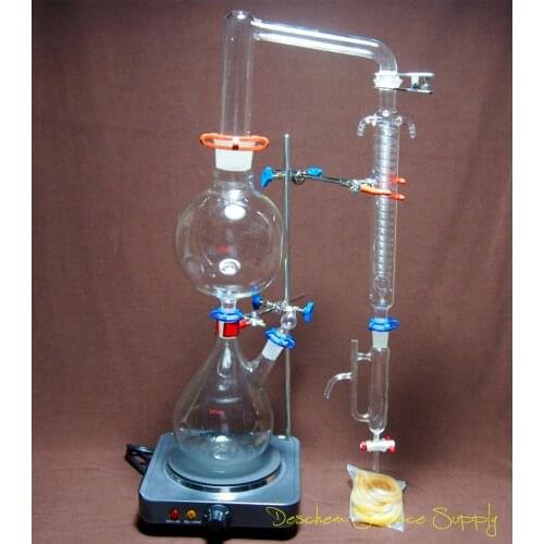Essential Oil Steam Distillation Apparatus,Hot Stove,W/Coil Reflux Condenser