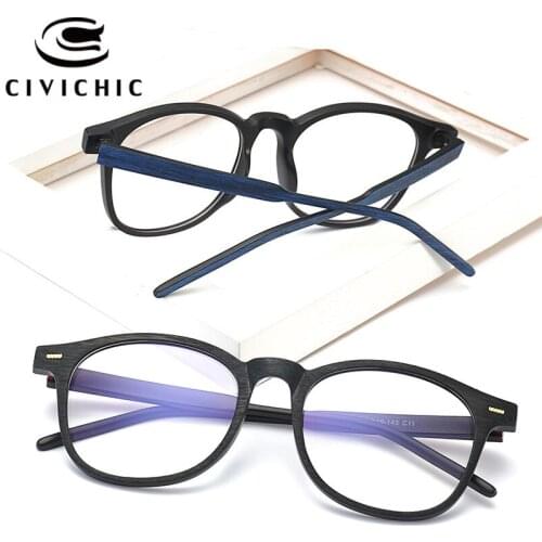 CIVICHIC Brand Designer TR90 Goggles Retro Faux Wood Frame Plain Glasses Classic Women Men Optical Gafas Clear Lens Eyewear E291