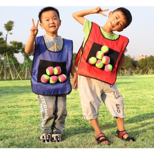 Kids Outdoor Sport Game Props Vest Sticky Jersey Vest Game Vest Waistcoat With Sticky Ball Throwing Toys For Children Sports Toy