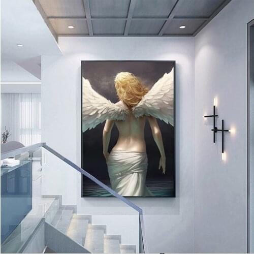 MUTU Canvas Painting Modern Home Decor Posters And Prints Golden Color Angel Wall Art Prints Picture For Living Room No Frame