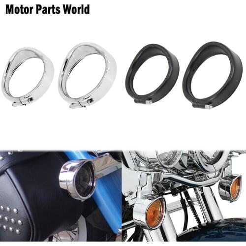 Motorcycle Visor Style Turn Signal Light Lamp Trim Ring With Rubber Rings For Harley Softail FL Touring FLHR FLHT Electra Glide