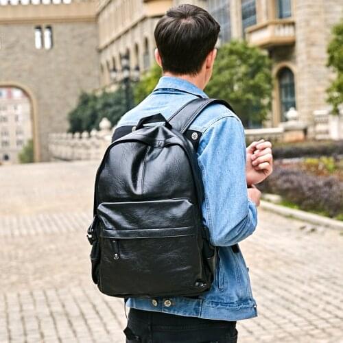 Famous Brand Preppy Style Leather School Backpack Bag For College Simple Design Men Casual Daypacks mochila male