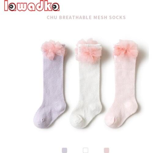 Lawadka Childrens Stockings Knee Socks Baby Girl Clothes Breathable Summer High Stockings Solid Color Childrens Clothing Girl