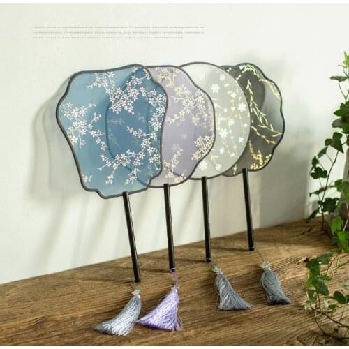 Summer Vintage Chinese Embroidery Round Fans Colorful Dropshipping Exquisite Handmade Han Dynasty Silk Tassels Decoration Fans