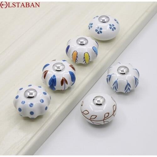 LSTABAN Single Hole Handle Drawer Handle Cupboard Wardrobe Door Handle Modern Simple European Pastoral Ceramic Round Handle