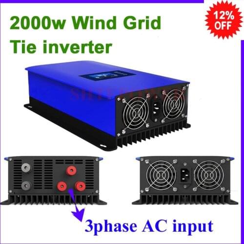MPPT 2000W Wind Power Grid Tie Inverter with Dump Load Controller/Resistor for 3 Phase wind turbine/LCD display