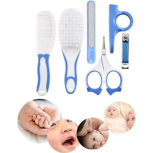 2Colors Baby Healthcare and Grooming Kit 6 PCS Hair Brush Comb Nail File Clipper Scissors Newborn Infant Shower Care Nursery Set